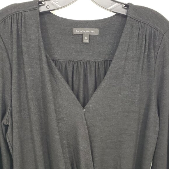 3/$25 Banana Republic Faux Wrap Top M Long Sleeves Surplice V Neck Gray - Picture 6 of 7